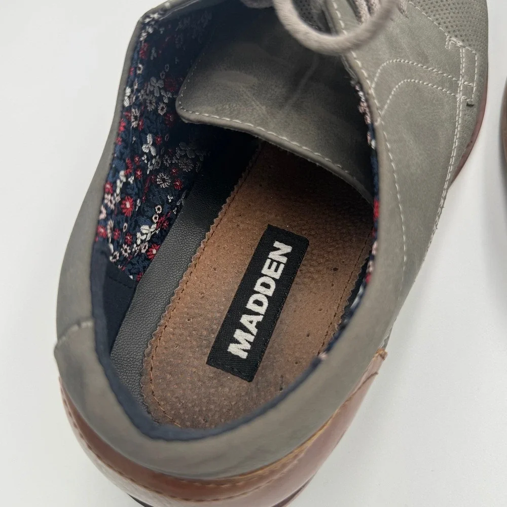 Steve Madden Grey Perforated Oxford Dress Shoes Size 10 NO BOX